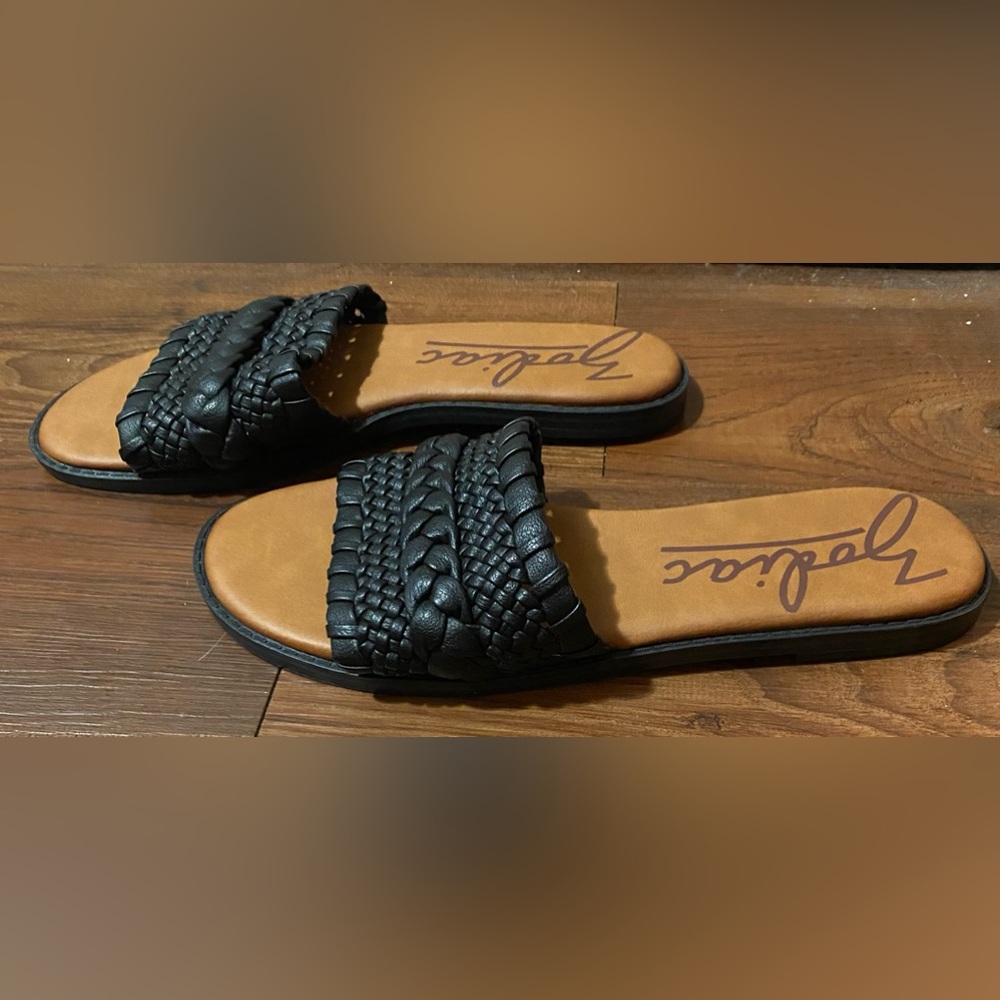 Zodiac Black Braided Slide Sandals